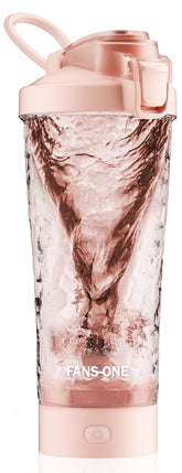 Fans-One electric shaker bottle with pink lid for on-the-go protein shakes.