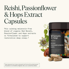 Fantastic Fungi Reishi capsules packaging highlighting organic quality.