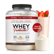 Fantastic Nutrition 3-in-1 Whey Unflavored 5lb front label highlights grass-fed, non-GMO protein.