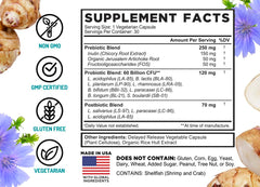FarmHaven eight-strain probiotic bottle highlights diverse gut bacteria