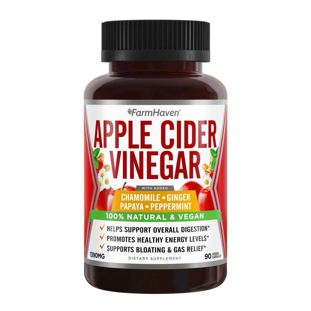 FarmHaven ACV capsules bottle for convenient daily digestion support.
