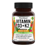 FarmHaven bottle top view showing D3 K2 capsules.