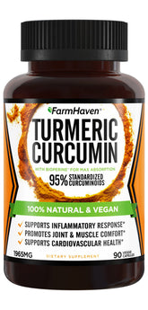 FarmHaven Turmeric Curcumin bottle front showing high-absorption formula.