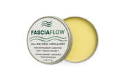 FasciaFlow unscented balm jar ready for professional therapy sessions, promoting smooth glide.