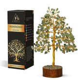 FASHIONZAADI Green Jade Crystal Tree of Life on a desk for focus and good fortune.