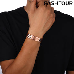 Fashtour copper bracelet textural closeup shows durable, skin-friendly copper finish