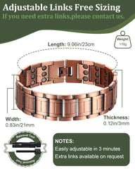 Fashtour copper bracelet closeup of 3800 Gauss magnets