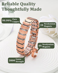 Fashtour copper bracelet magnets close-up emphasizing 3800 Gauss strength