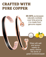 Fashtour copper magnetic bracelet side view, versatile style for any occasion.