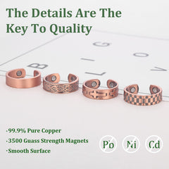 Fashtour copper magnetic ring open design shows adjustable fit.