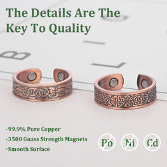 Fashtour copper magnetic ring, side view, adjustable fit for comfort.