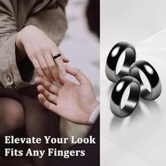 Three-piece Fashtour hematite ring set in a sleek gift box, ideal for gifting.