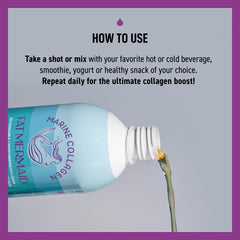 Fat Mermaid bottle label close-up highlighting hyaluronic acid and vitamin C.