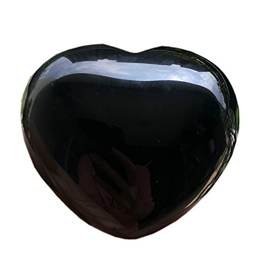 Favoramulet natural black obsidian puff heart, ideal for meditation and stress relief.