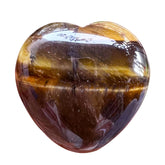 Favoramulet polished heart stone Tiger's Eye front view, ideal for meditation and mindful focus