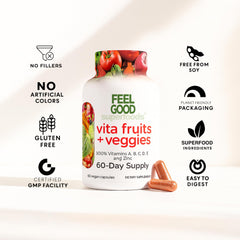 FeelGood Immune Capsules bottle side view on kitchen shelf