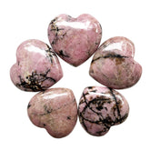 Fekuar rhodonite heart palmstone, 1 inch, ideal for meditation and heart chakra balance.
