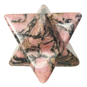 Fekuar Rhodonite Merkaba Star mini 1 inch, portable for calm focus and grounding.