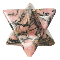 Fekuar Rhodonite Merkaba Star mini 1 inch, portable for calm focus and grounding.