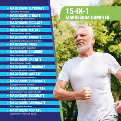 Graphic of the 15 bioavailable magnesium forms in the formula