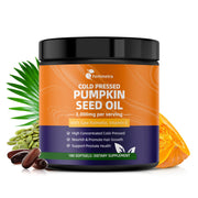 Femmetra pumpkin seed oil capsules bottle for daily hair and prostate support