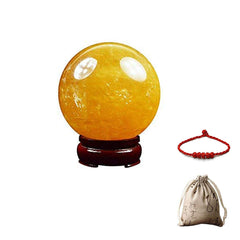 FengShuiGe citrine sphere 3cm close-up, energizing decor for prosperity and focus