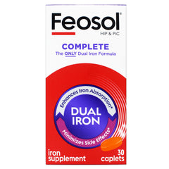 Feosol Bifera iron caplets box front highlighting trusted daily iron support.
