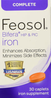 Feosol Complete with Bifera Iron bottle on shelf for daily iron support.