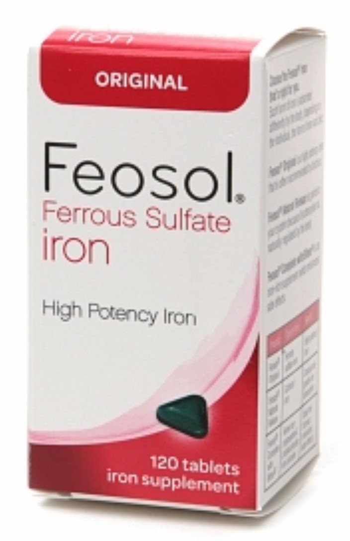Feosol Original iron tablets in bottle; supports daily iron intake for a balanced routine
