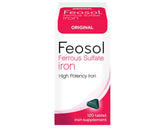 Feosol Original Vitamins bottle front with clear label and brand name showing.