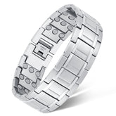 Feraco 3X magnetic bracelet in gunmetal side view, durable masculine style.