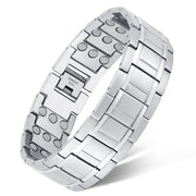 Feraco 3X magnetic bracelet in gunmetal side view, durable masculine style.