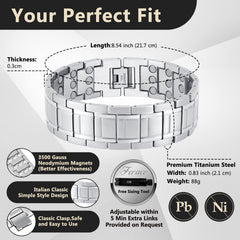 Feraco 3X magnetic bracelet on wrist, comfortable long-day wear.