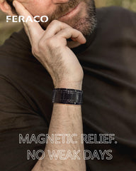 Feraco 3X Strength copper magnetic bracelet worn on a wrist, highlighting sturdy design