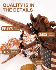 Feraco 8mm copper beads detail showing bold texture for unisex style