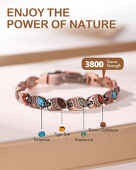 Feraco copper bracelet with detailed weave and shine.