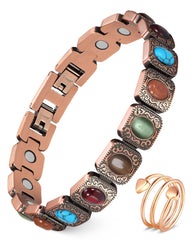 Feraco bohemia gemstone magnetic bracelet in turquoise close-up adds everyday style.