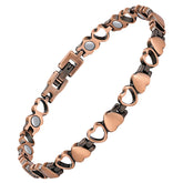 Feraco copper ankle bracelet heart shape closeup, ideal for everyday style.