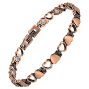 Feraco copper ankle bracelet heart shape closeup, ideal for everyday style.