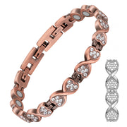 Feraco copper bracelet Infinite Symbol close-up with zirconia sparkle for daily elegance.