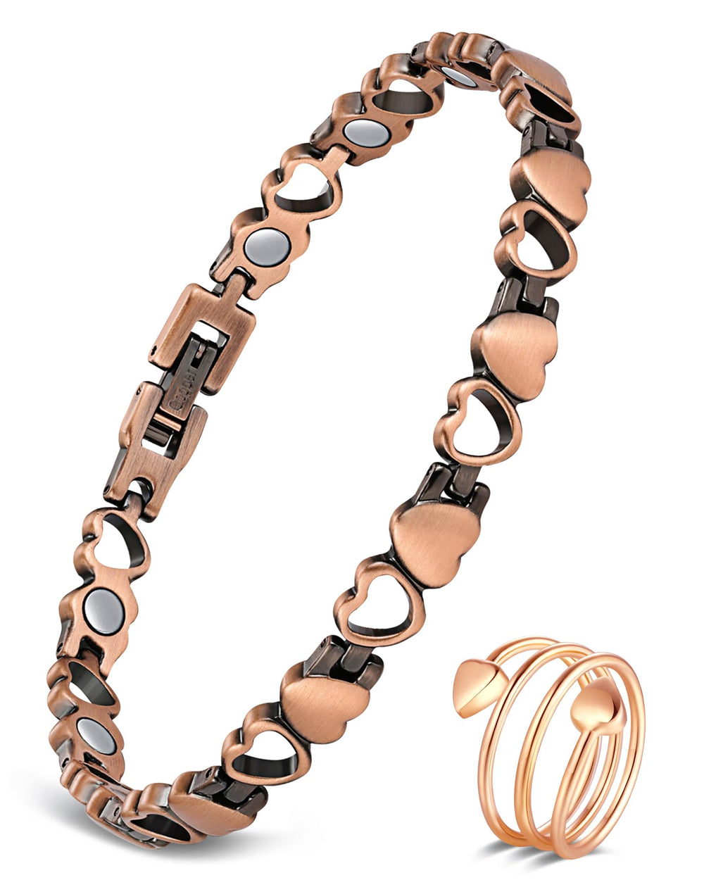 Feraco copper bracelet for women with heart shape, versatile daily accessory.