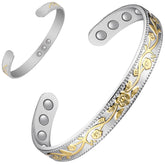 Feraco copper bracelet close-up in silver showing craftsmanship and magnetic design for daily wear