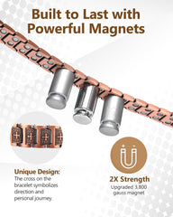 Feraco Copper Cross Bracelet cross design detail for modern style