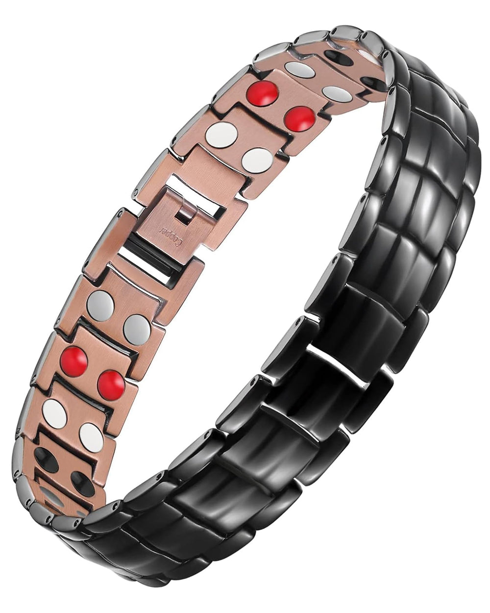 Feraco copper cross bracelet for men close-up showing durable links.