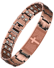 Feraco copper cross bracelet front view with magnetic design for daily wear.
