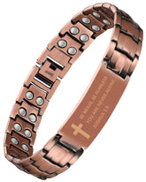 Feraco Copper Cross Bracelet on wrist showing premium copper finish and cross design
