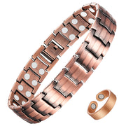 Feraco copper magnetic bracelet close-up on wrist, hypoallergenic and stylish