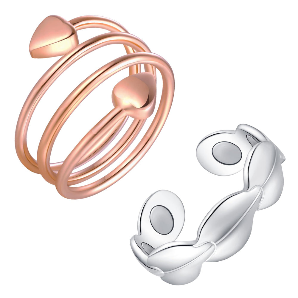 Feraco copper magnetic ring heart-design full view for everyday elegance.