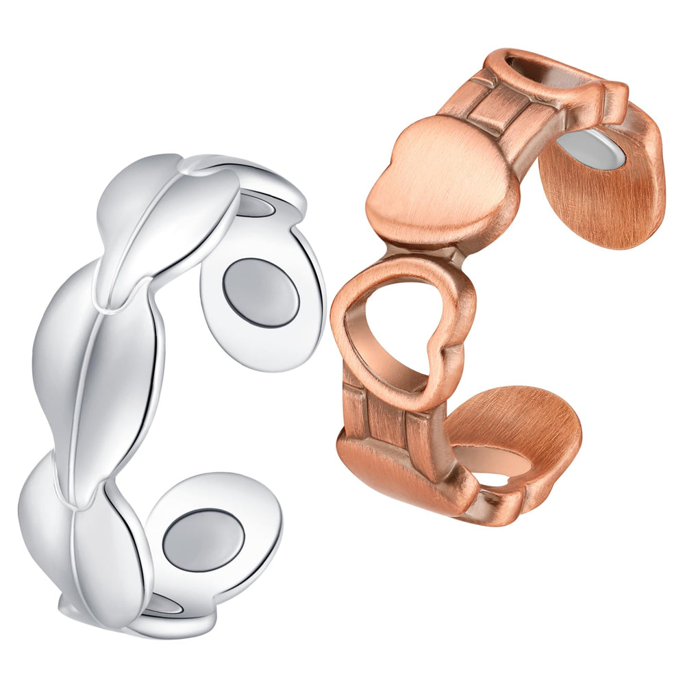 Feraco copper magnetic ring with heart design worn for stylish daily wear.