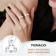 Feraco flower-design copper magnetic ring with adjustable fit for versatile styling